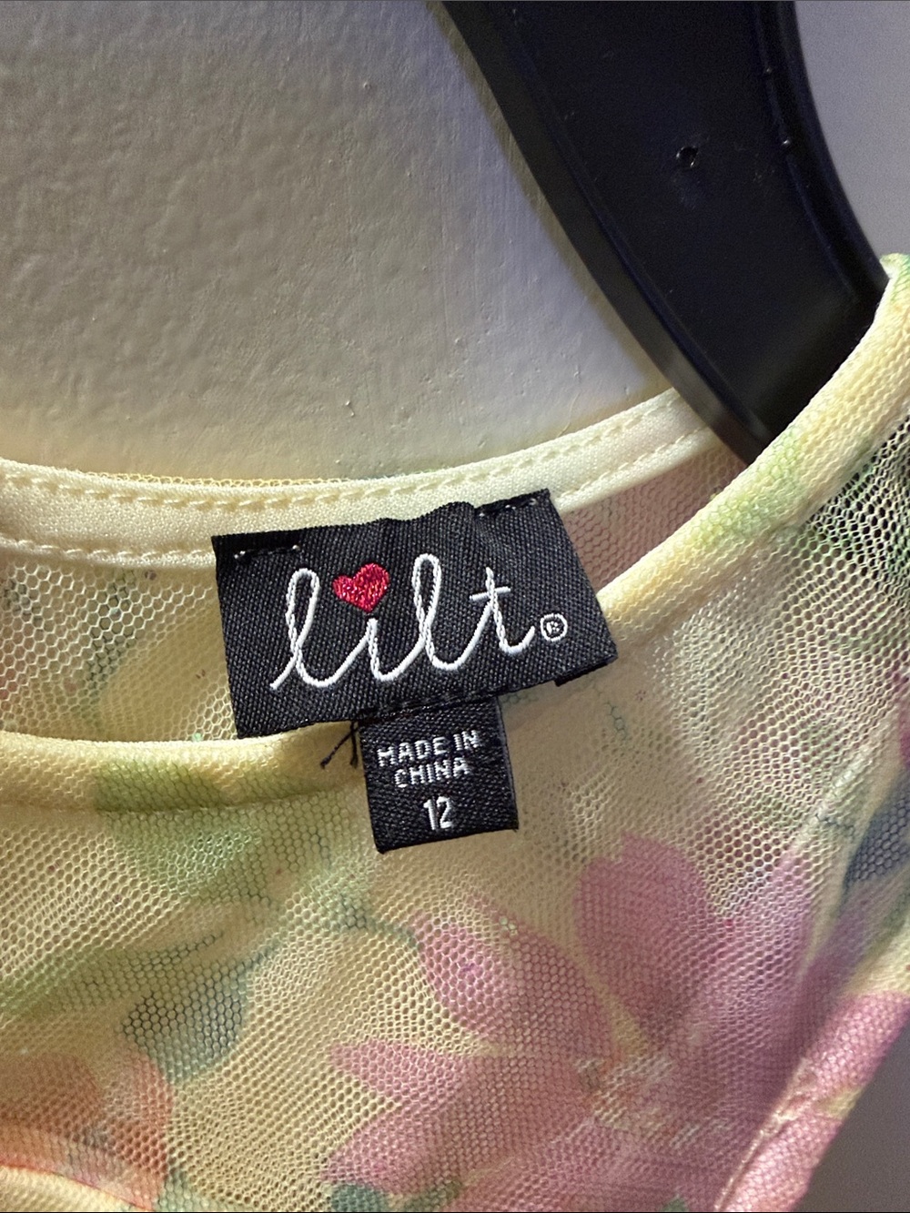 lilt Pastel Yellow Floral Mesh Camisole